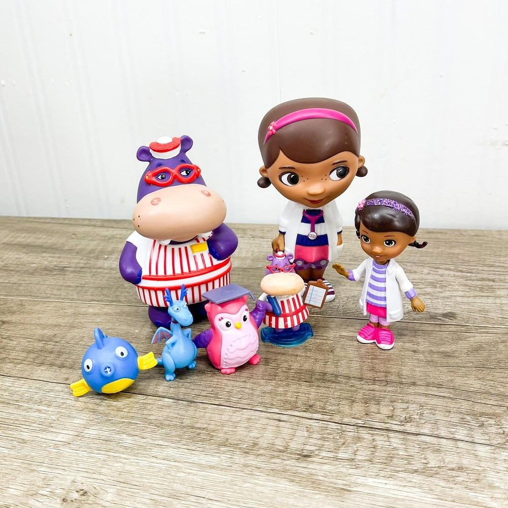 Disney Doc McStuffins Figure Lot Hallie Stuffy Hootsburgh Squeakers 7pc Set